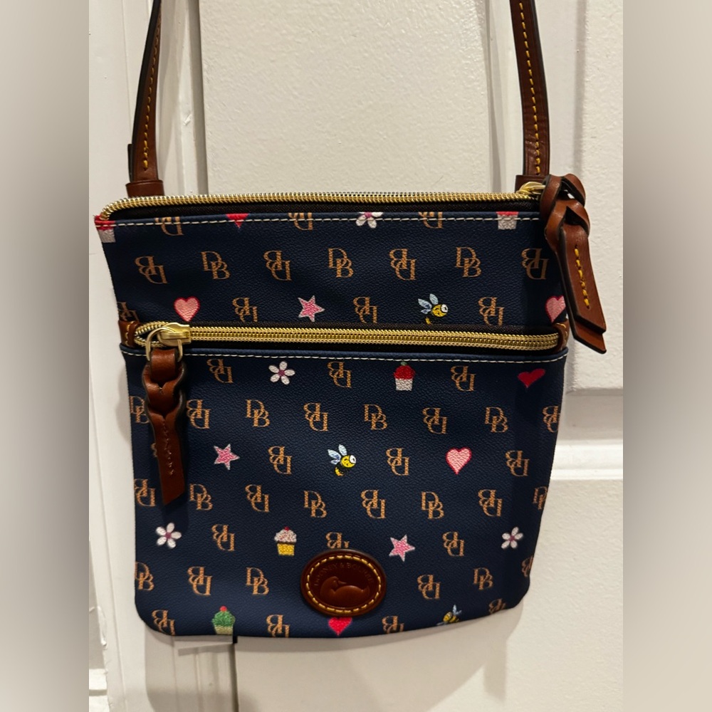 Dooney & Bourke Navy Crossbody Bag with Brown Accents